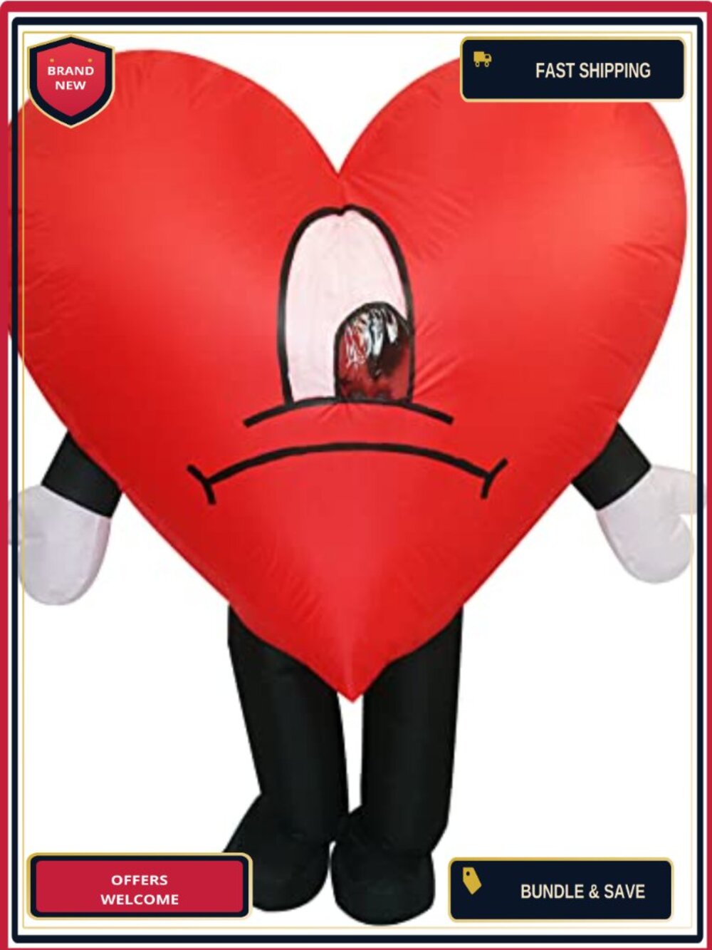 Inflatable Heart Costume Adult Waterproof Polyester Cosplay Fan